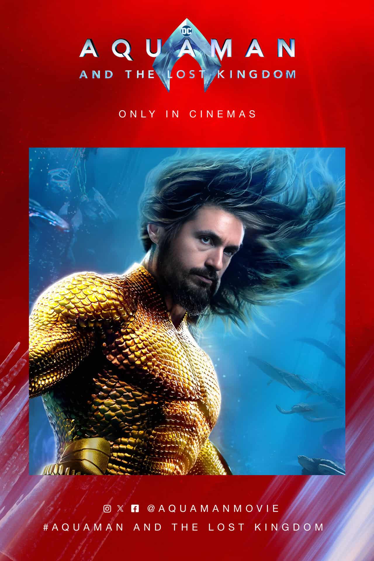 Vibrant underwater promotional poster for Aquaman and the Lost Kingdom movie.